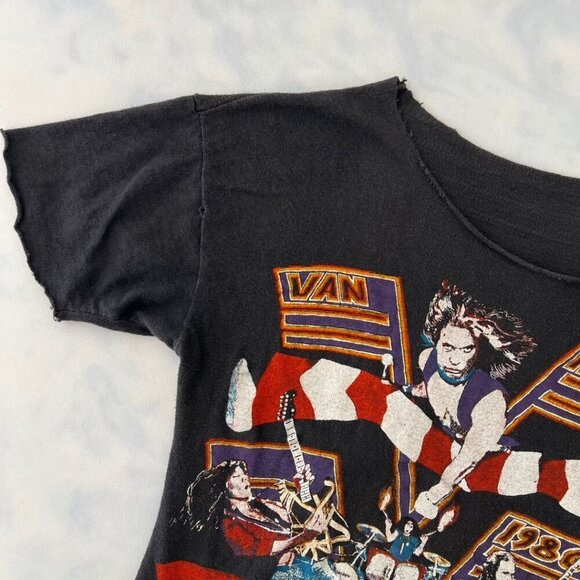 Van Halen 1980 Vintage Authentic Rock Concert Raw Hem Graphic Tee Shirt - Picture 5 of 5